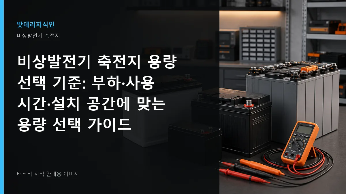 비상발전기 축전지 용량 선택 기준 대표 이미지
