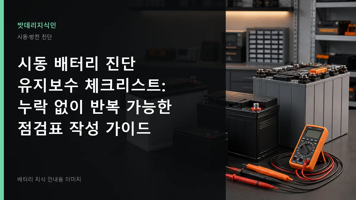시동 배터리 진단 유지보수 체크리스트 대표 이미지